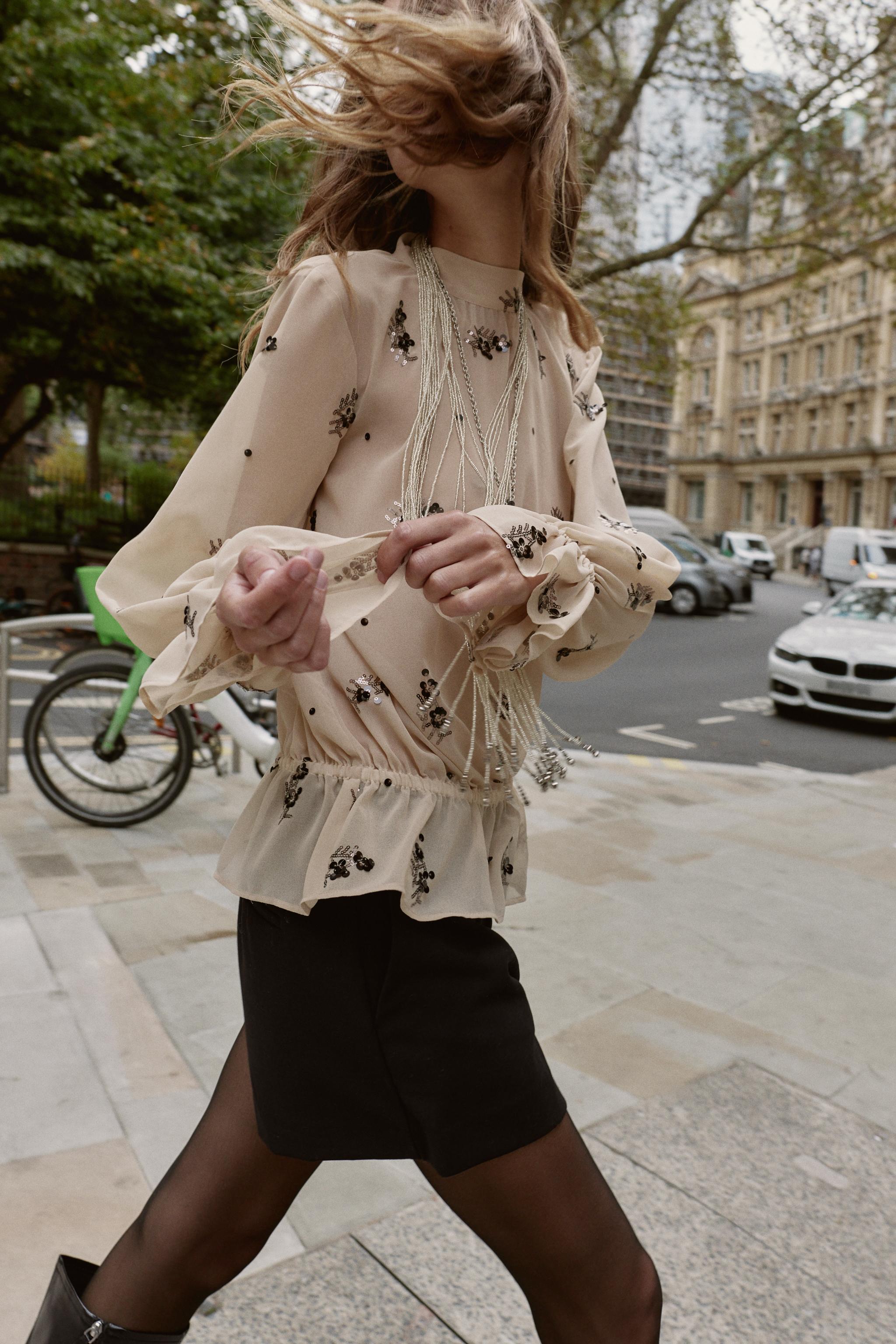 SEMI-SHEER SEQUIN BLOUSE